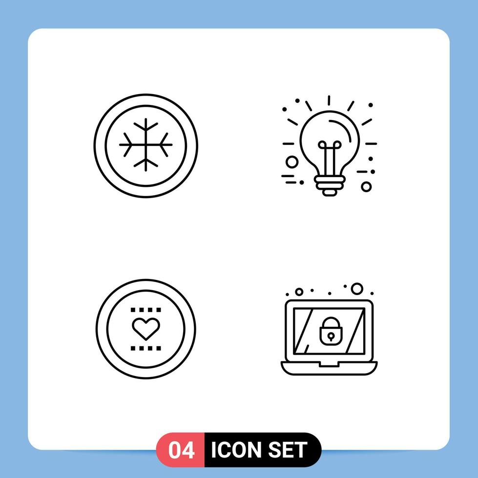 4 User Interface Line Pack of modern Signs and Symbols of cold like business technology romance Editable Vector Design Elements