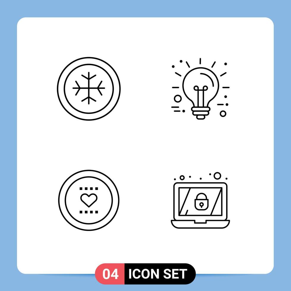 Paquete de 4 líneas de interfaz de usuario de signos y símbolos modernos de frío como tecnología empresarial romance elementos de diseño vectorial editables vector