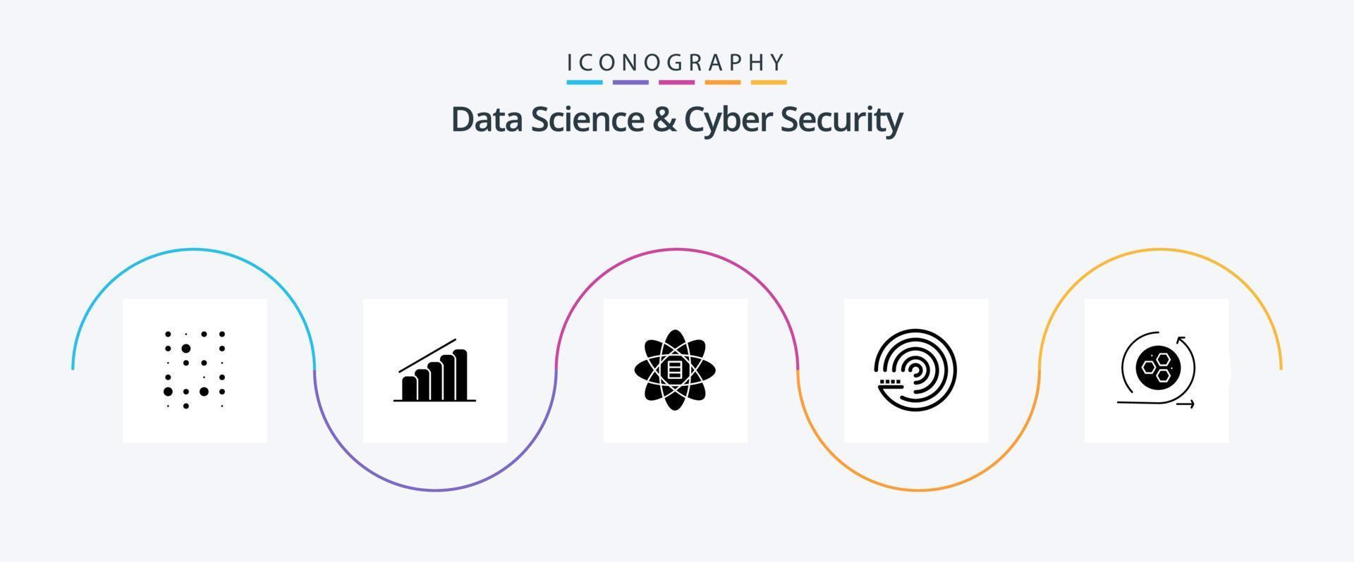 Data Science And Cyber Security Glyph 5 Icon Pack Including api. scince. data. forecasting model. forecasting vector