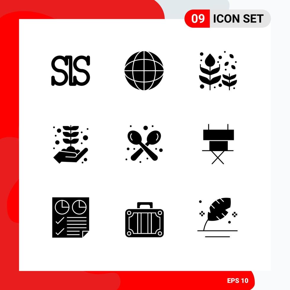 9 Universal Solid Glyphs Set for Web and Mobile Applications shop coffee fall growth business growth Editable Vector Design Elements