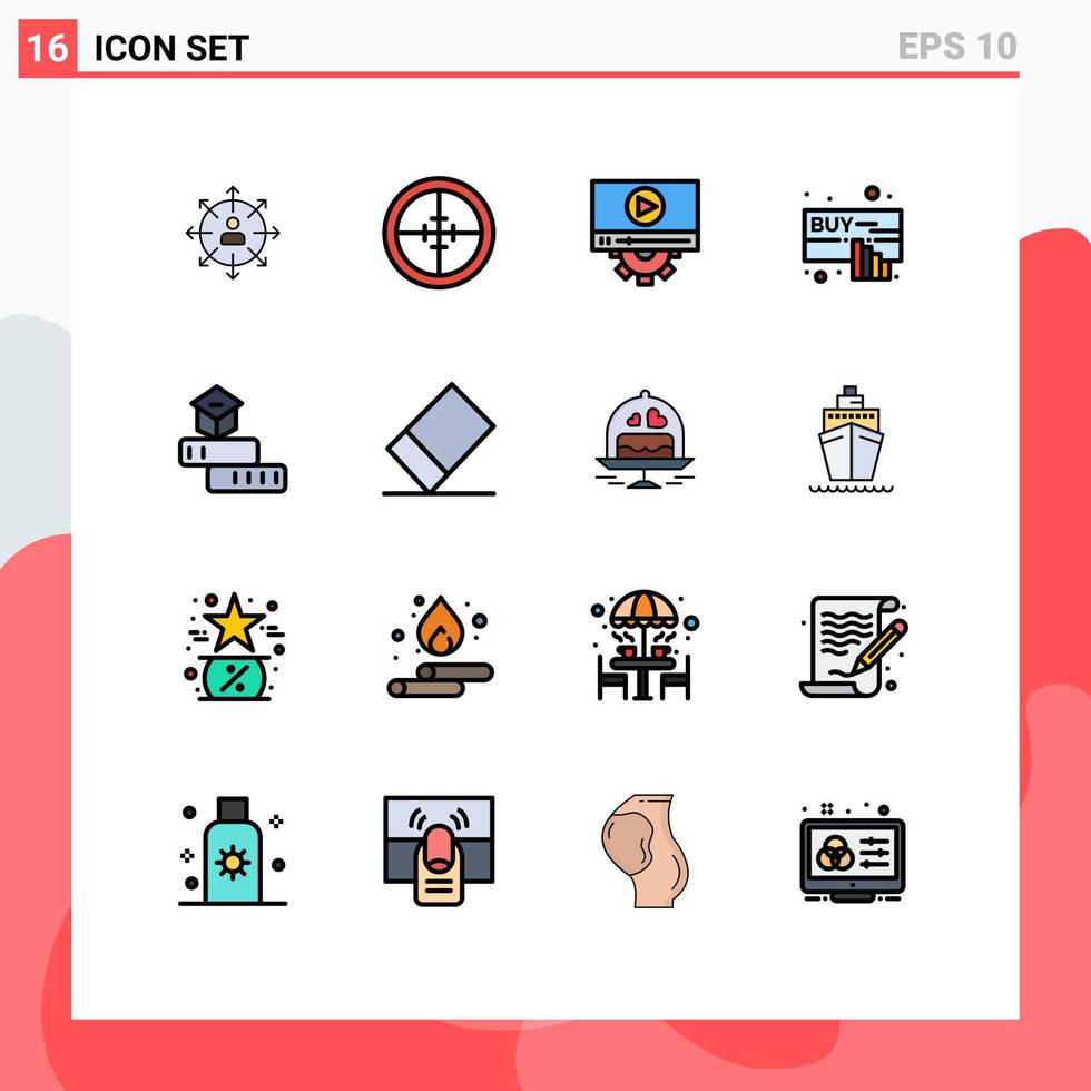 Set of 16 Modern UI Icons Symbols Signs for click design badge setting video Editable Creative Vector Design Elements