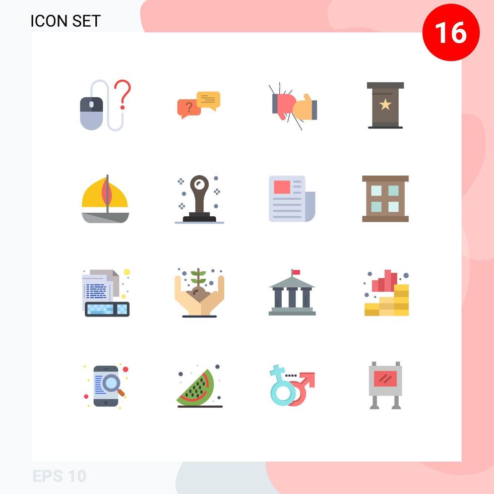 Modern Set of 16 Flat Colors and symbols such as presentation podia message conference fight Editable Pack of Creative Vector Design Elements