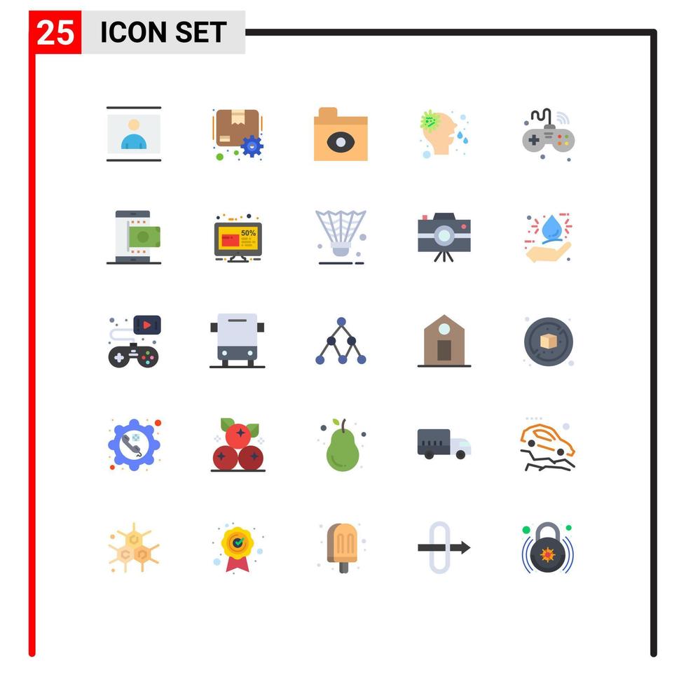 Modern Set of 25 Flat Colors and symbols such as internet virus gear runny allergy Editable Vector Design Elements