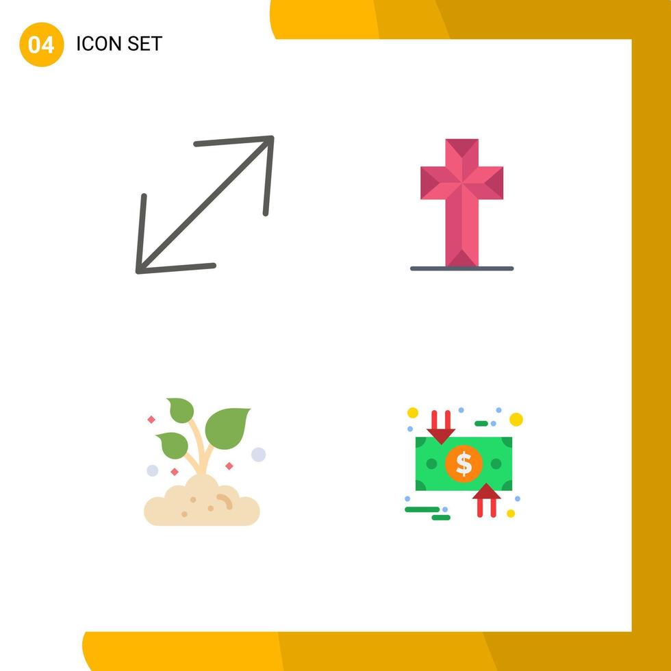 4 iconos planos universales signos símbolos de celebración de planta de flecha carga de pascua elementos de diseño vectorial editables vector