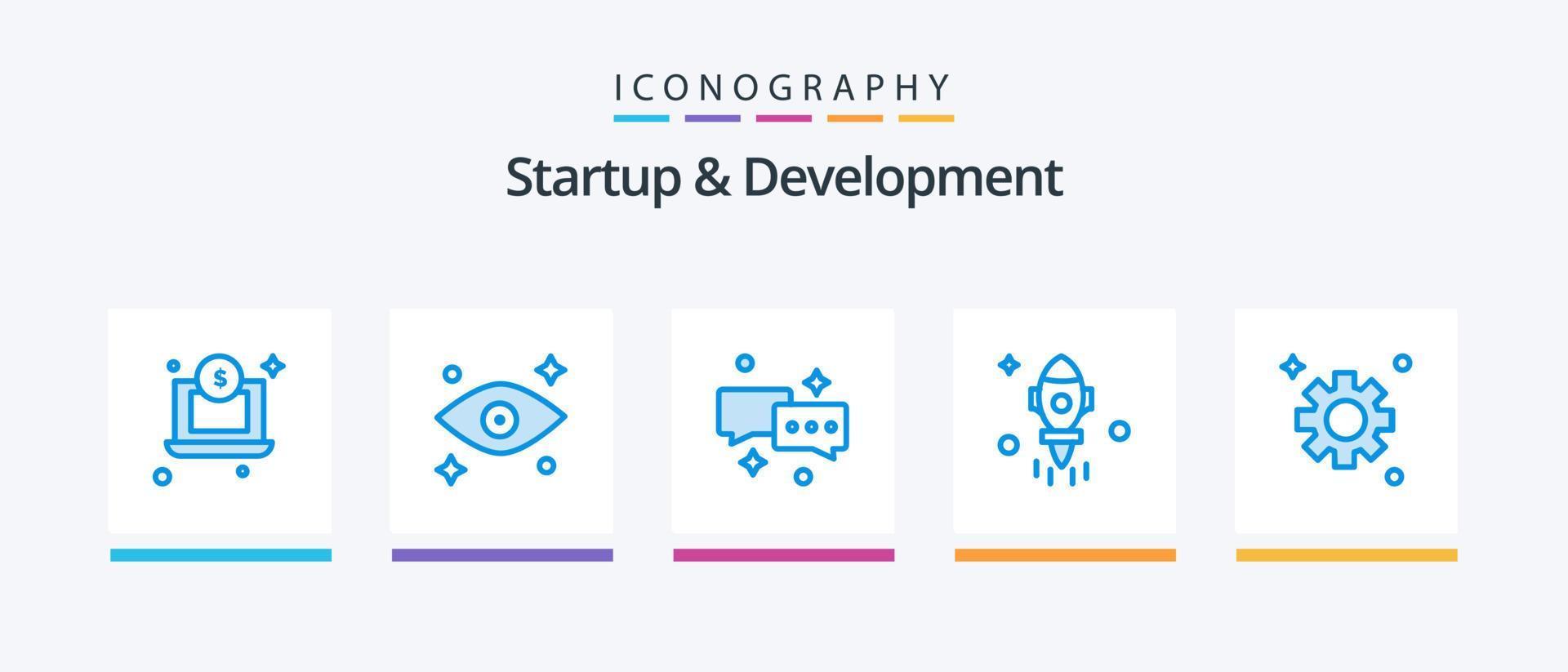 Startup And Develepment Blue 5 Icon Pack Including . setting. mail. gear. space. Creative Icons Design vector