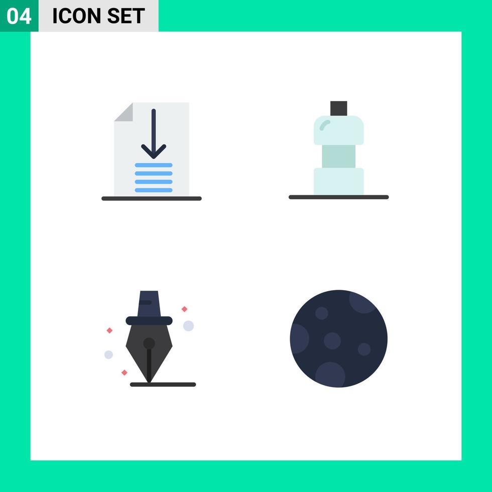 paquete de iconos planos de 4 símbolos universales de la educación del agua de la luna hacia abajo elementos de diseño vectorial editables vector