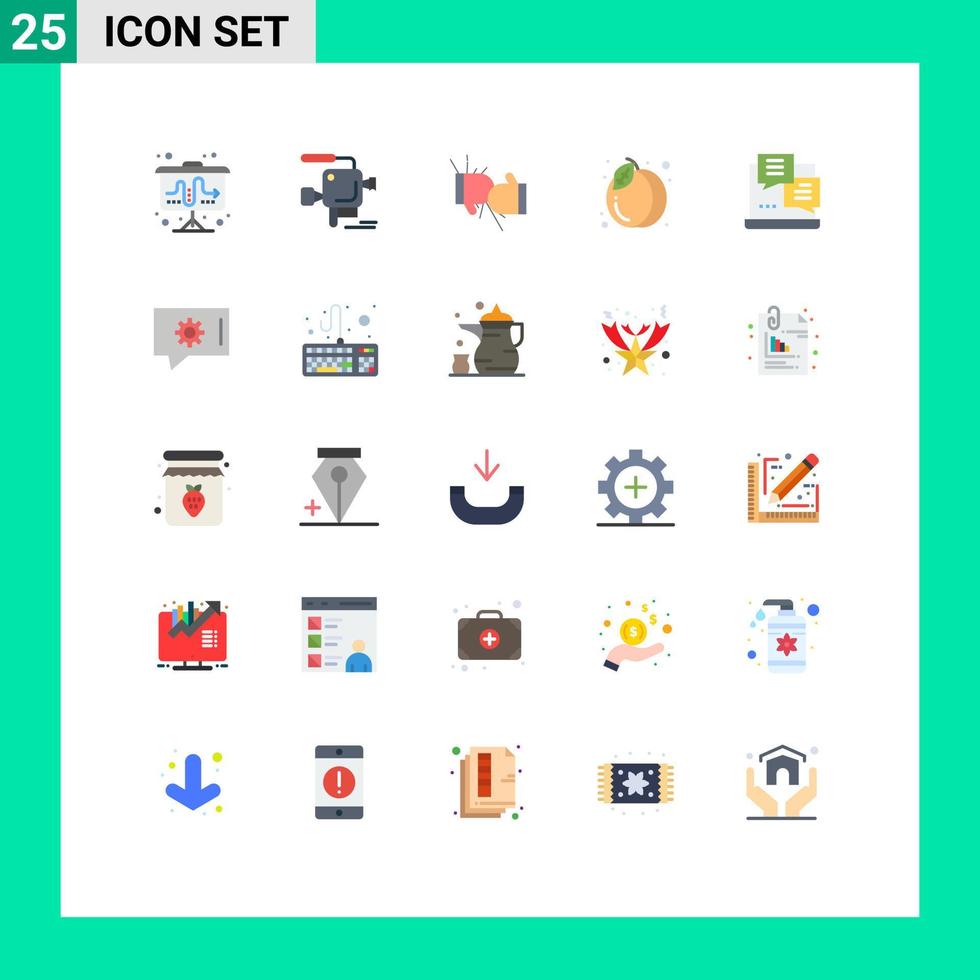 User Interface Pack of 25 Basic Flat Colors of development summer box food gloves Editable Vector Design Elements