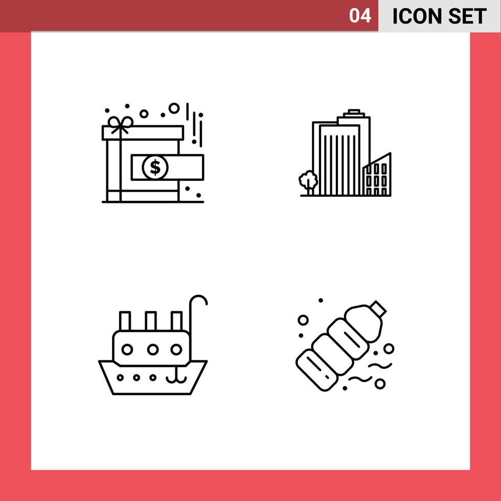 4 Line concept for Websites Mobile and Apps achievement fisherman reward dormitory ship Editable Vector Design Elements