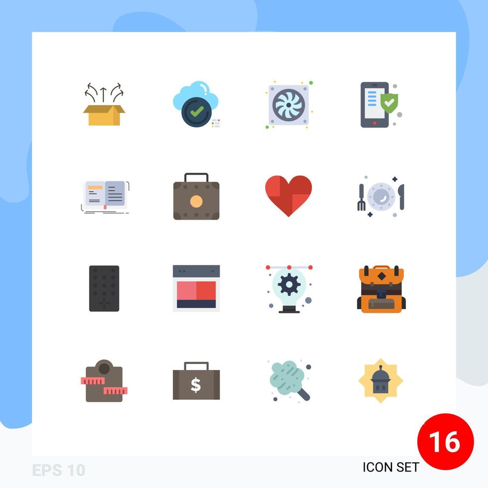 16 iconos creativos signos y símbolos modernos de escudo seguro ventilador de teléfono en la nube paquete editable de elementos de diseño de vectores creativos