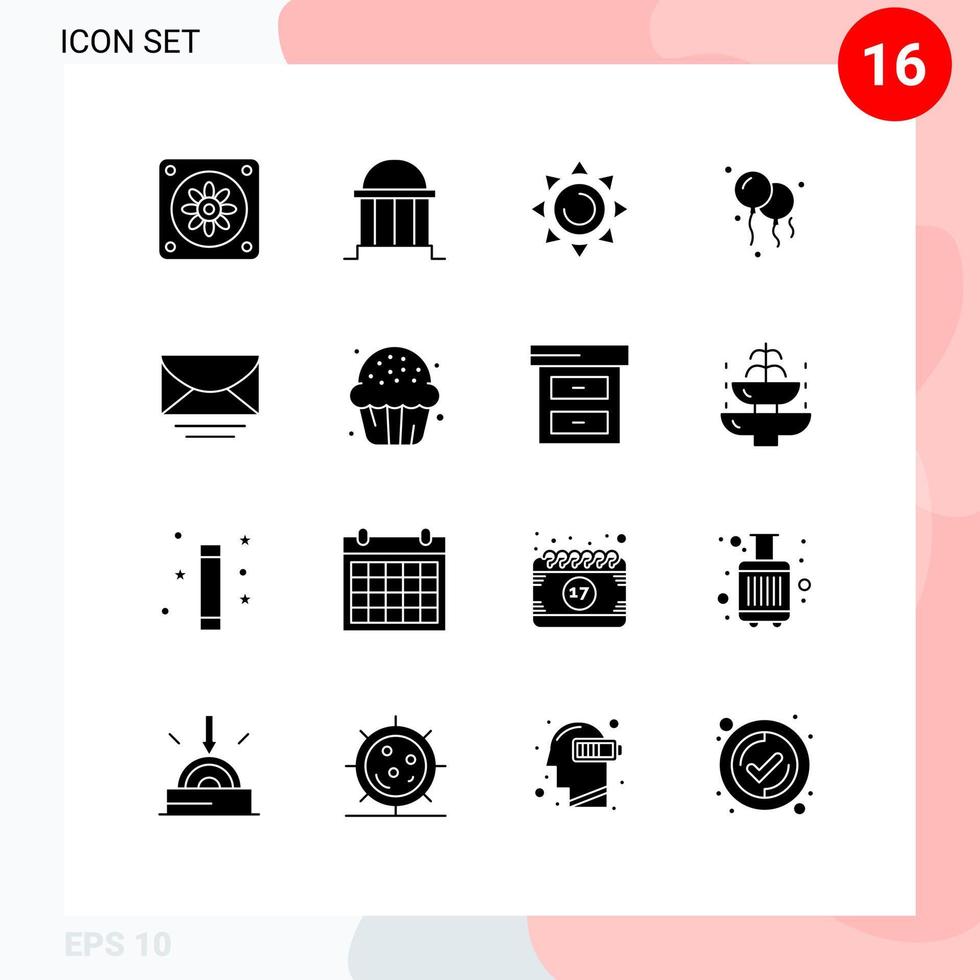 Stock Vector Icon Pack of 16 Line Signs and Symbols for cookie global shinning message mail Editable Vector Design Elements