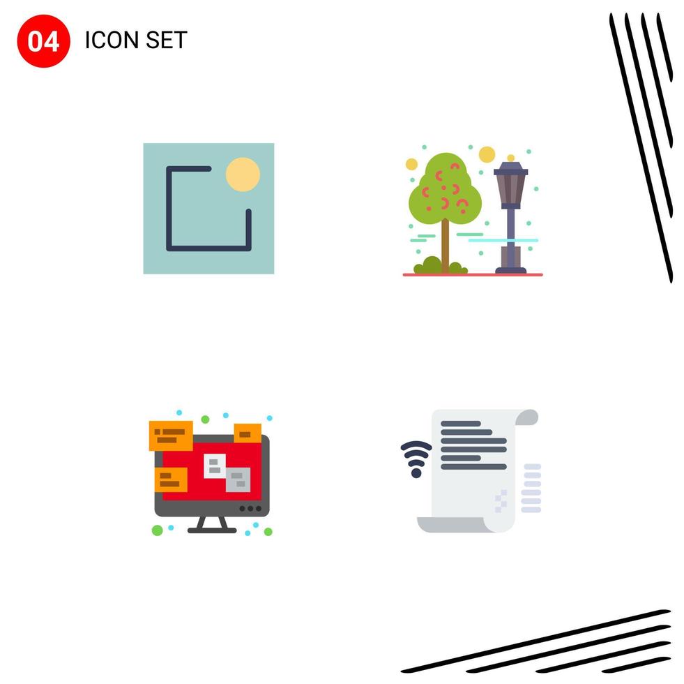 4 Flat Icon concept for Websites Mobile and Apps activity laptop tree park data Editable Vector Design Elements