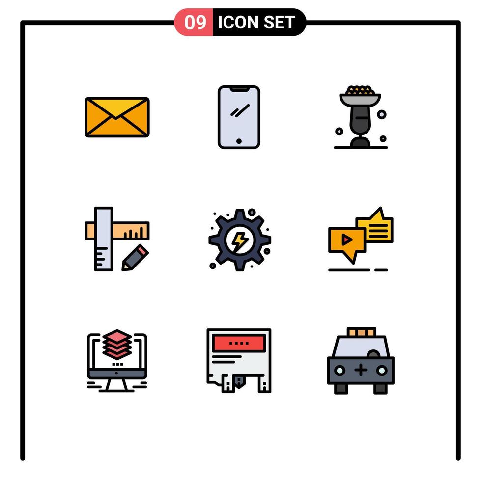 conjunto de 9 iconos de interfaz de usuario modernos símbolos signos para geometría eléctrica iphone educación cupsakes elementos de diseño vectorial editables vector