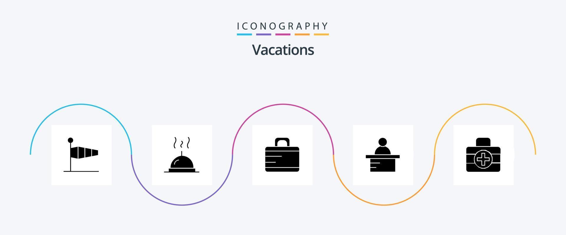 paquete de iconos de glifo 5 de vacaciones que incluye al maestro. podio alimento . maletín vector