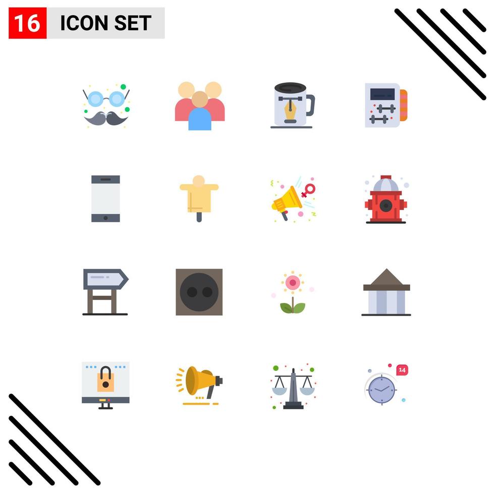 Flat Color Pack of 16 Universal Symbols of planning gym team fitness design Editable Pack of Creative Vector Design Elements