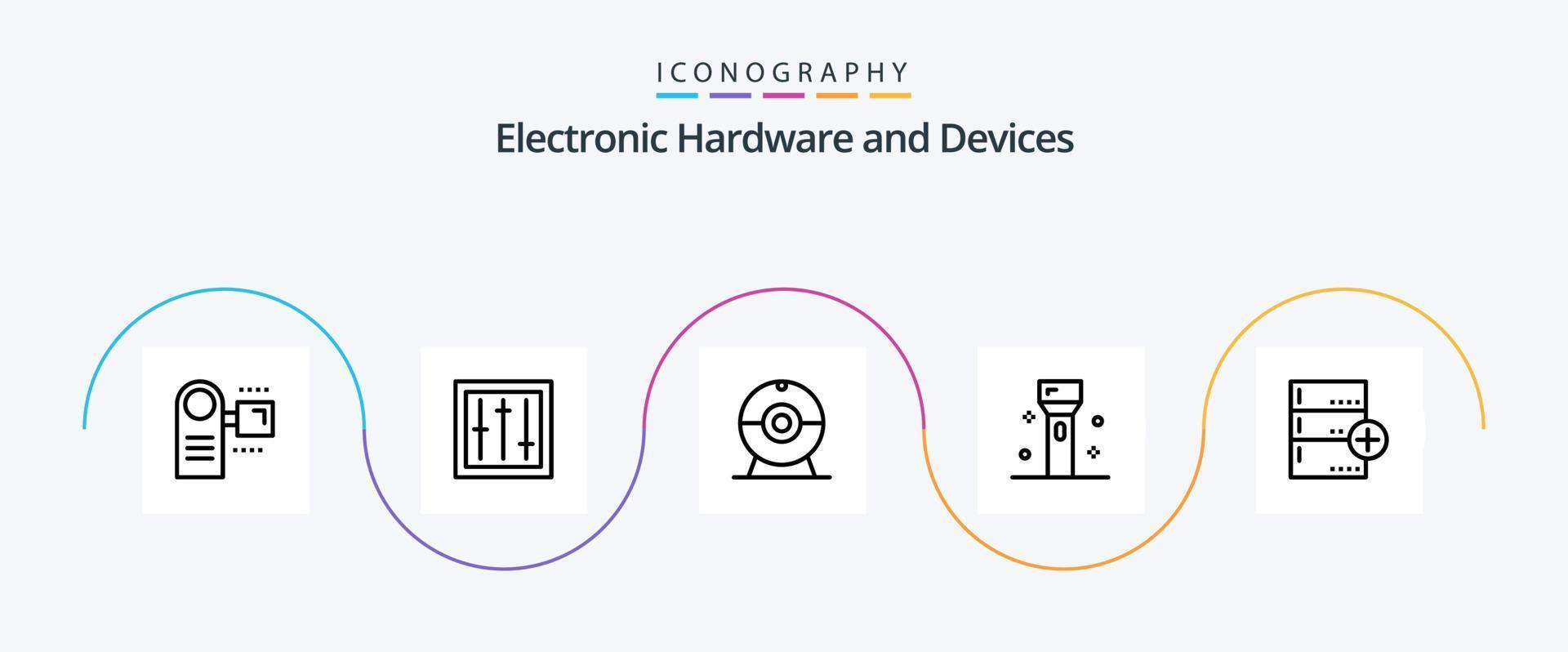 Devices Line 5 Icon Pack Including technology. flashlight. mixer. electronics. devices vector