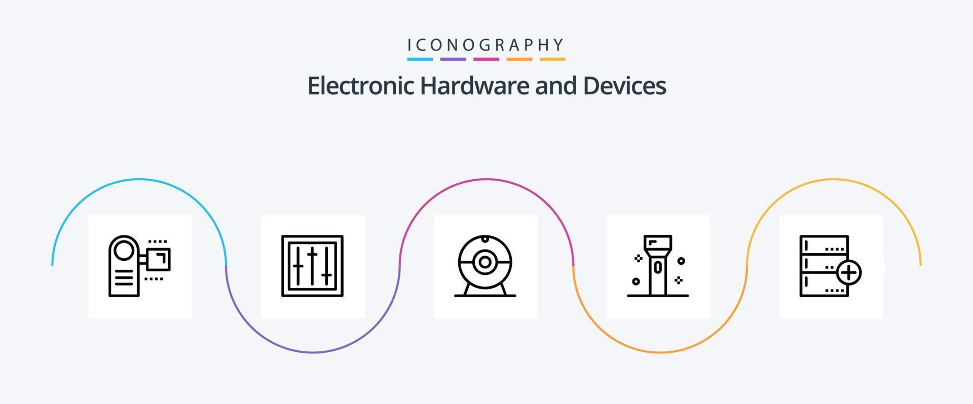 paquete de iconos de la línea 5 de dispositivos que incluye tecnología. Linterna. mezclador. electrónica. dispositivos vector