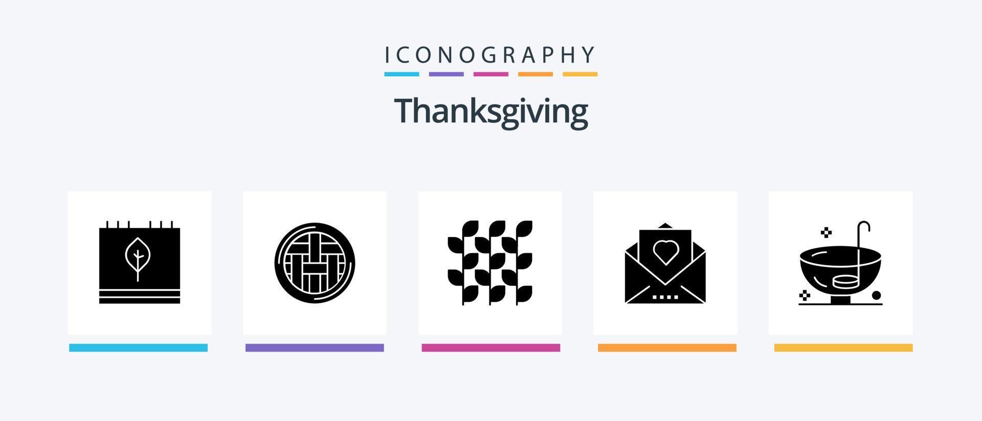 Thanksgiving Glyph 5 Icon Pack Including love letter. heart. pie. millet. grain. Creative Icons Design vector