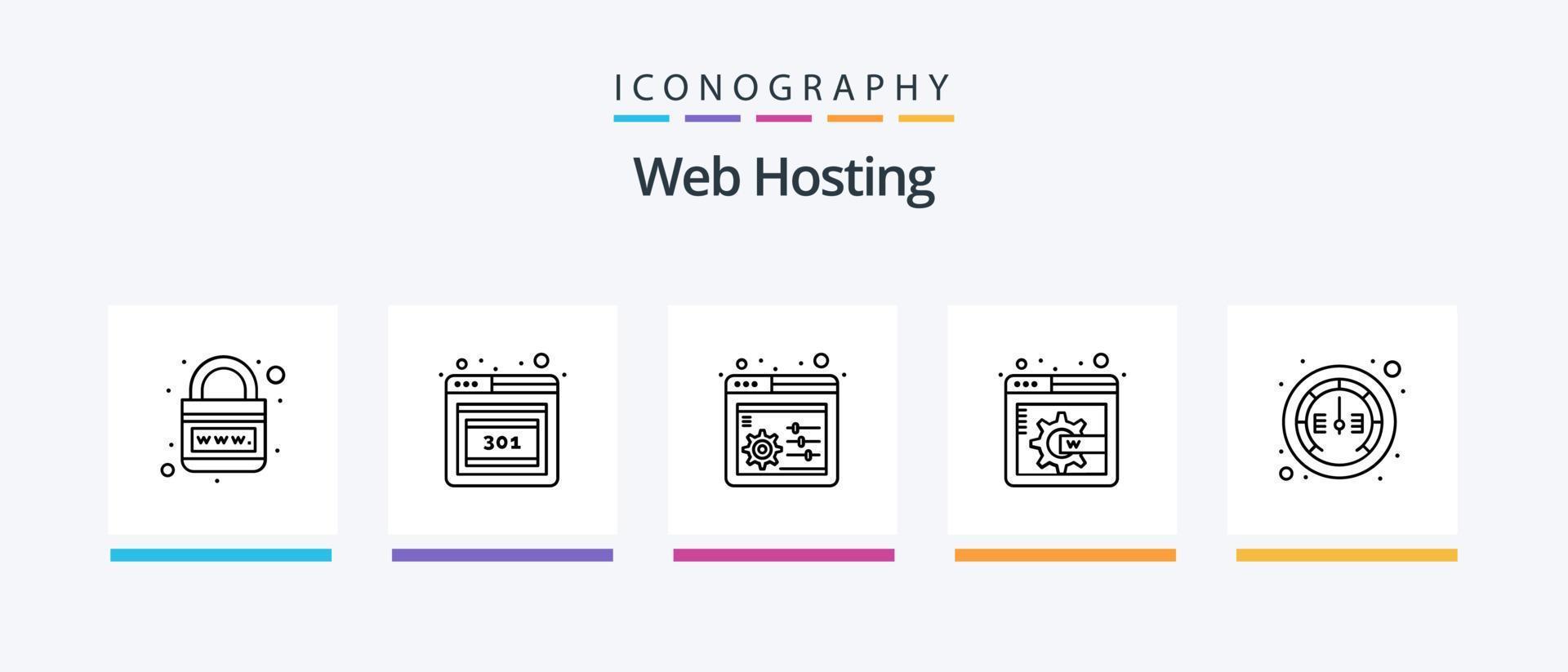 Web Hosting Line 5 Icon Pack Including internet. tools. database. technical. screen. Creative Icons Design vector