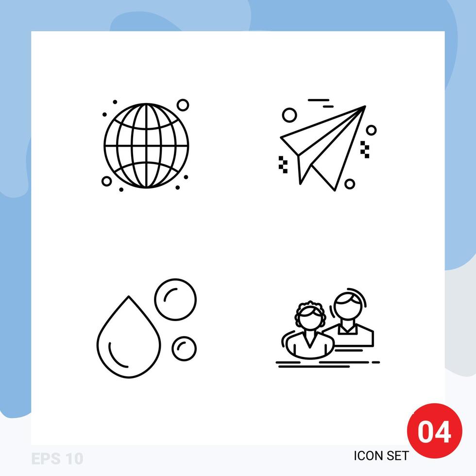 4 Creative Icons Modern Signs and Symbols of globe healthy fat web paper omega Editable Vector Design Elements