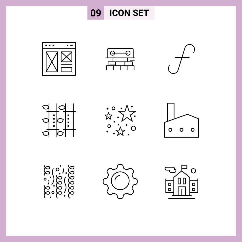 Set of 9 Vector Outlines on Grid for relaxation massage scale bamboo bank Editable Vector Design Elements