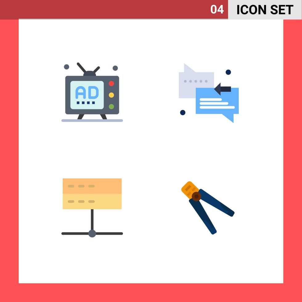 User Interface Pack of 4 Basic Flat Icons of ad admin multimedia messages devices Editable Vector Design Elements
