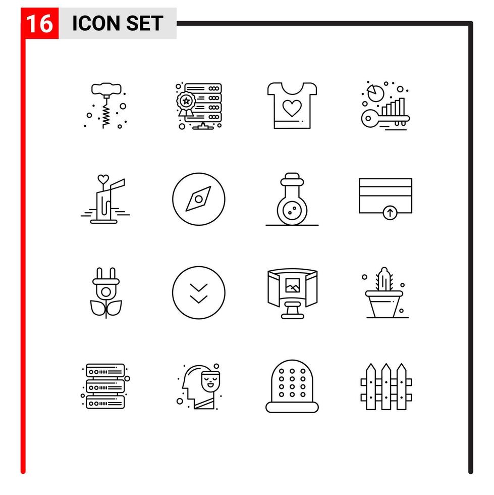 Set of 16 Vector Outlines on Grid for wedding candle love keyword analysis benchmarking Editable Vector Design Elements