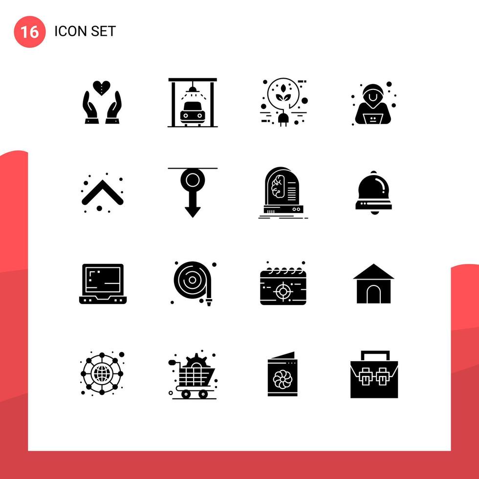 Stock Vector Icon Pack of 16 Line Signs and Symbols for up arrow bio security confirm Editable Vector Design Elements