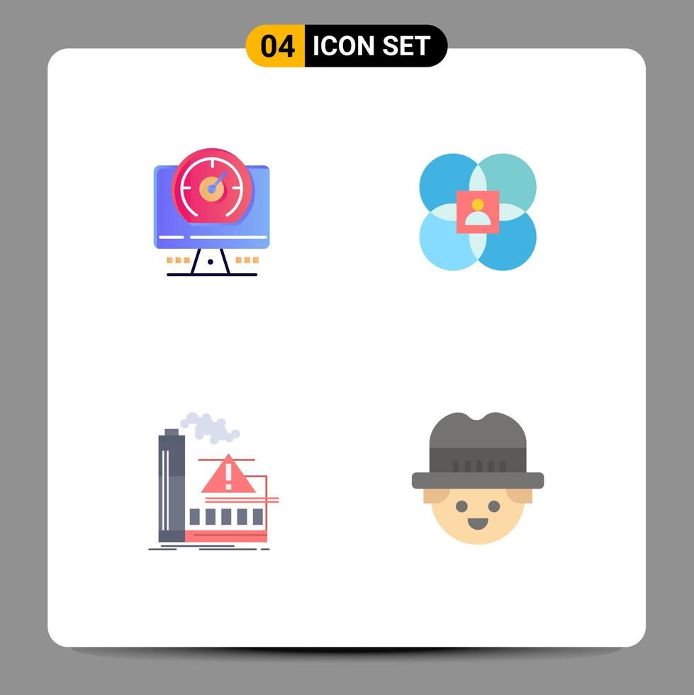 Set of 4 Commercial Flat Icons pack for compass pollution location human air Editable Vector Design Elements