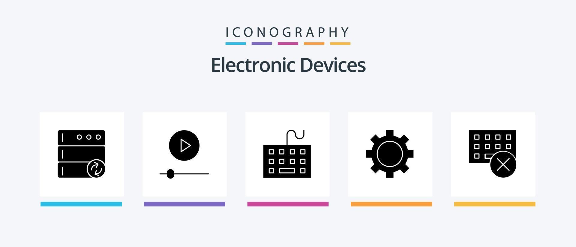 Devices Glyph 5 Icon Pack Including devices. technology. devices. set. devices. Creative Icons Design vector
