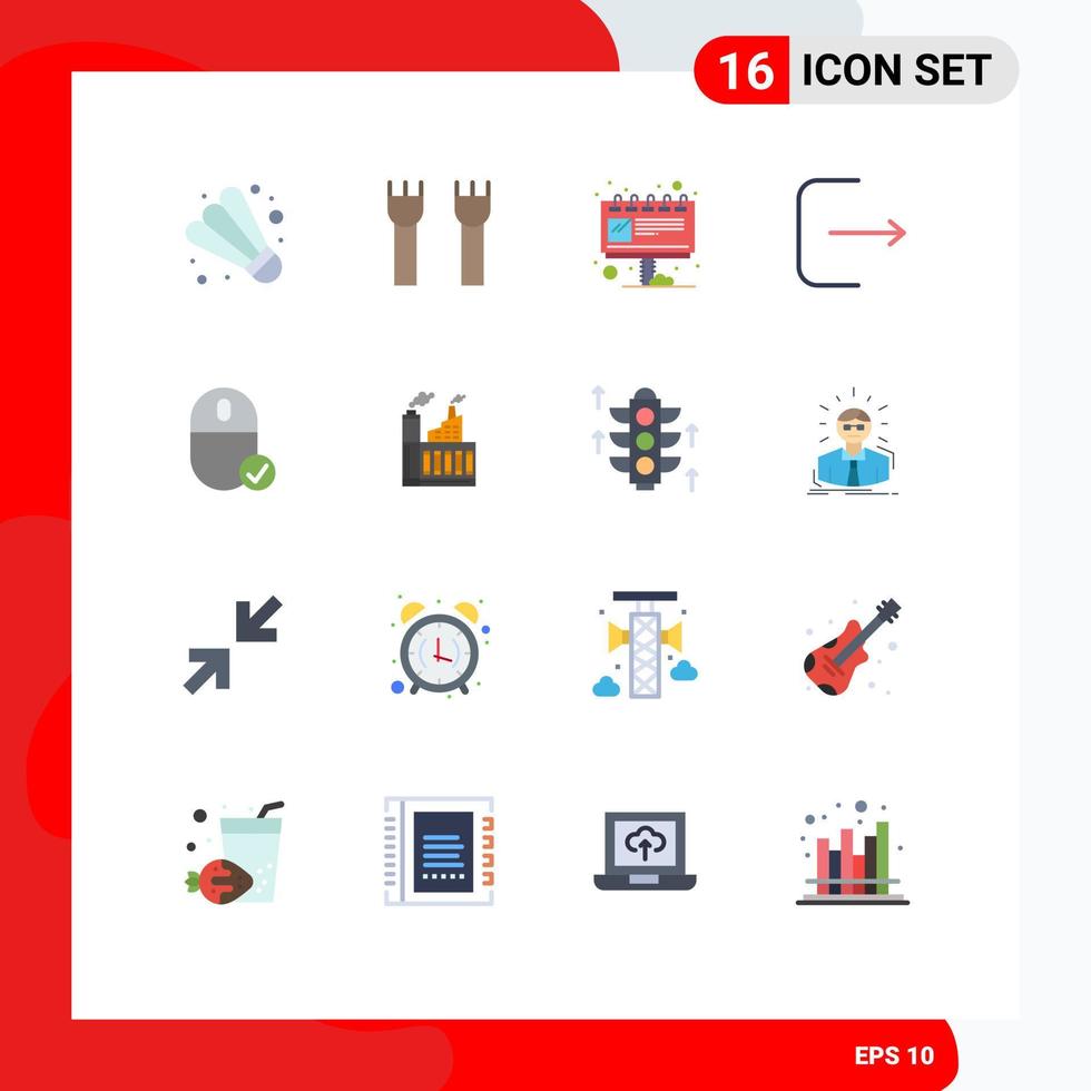 Group of 16 Modern Flat Colors Set for devices computers advertisement ui logout Editable Pack of Creative Vector Design Elements