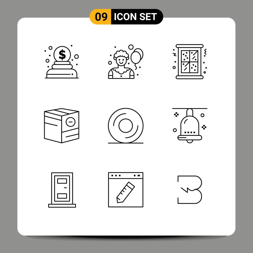 Group of 9 Modern Outlines Set for disk cd window shipping e Editable Vector Design Elements