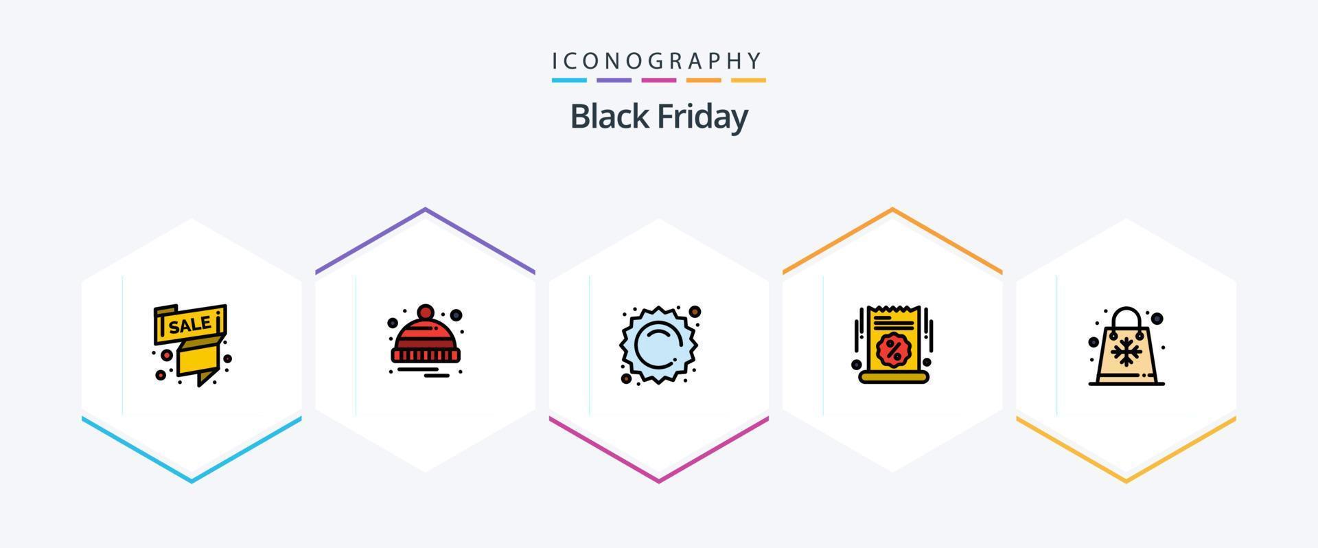 Black Friday 25 FilledLine icon pack including percentage. sale advertisement. sale. grand sale. shopping vector