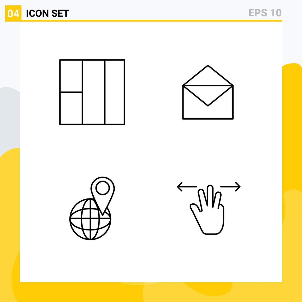4 iconos creativos signos y símbolos modernos de grid world mail elementos de diseño vectorial editables a mano global vector