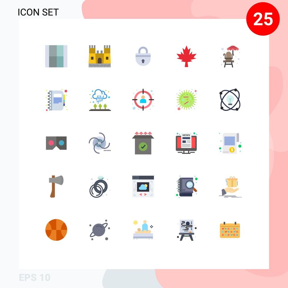 25 iconos creativos signos y símbolos modernos de elementos de diseño de vector editables de inicio de sesión de hoja de bloqueo de arce de agua