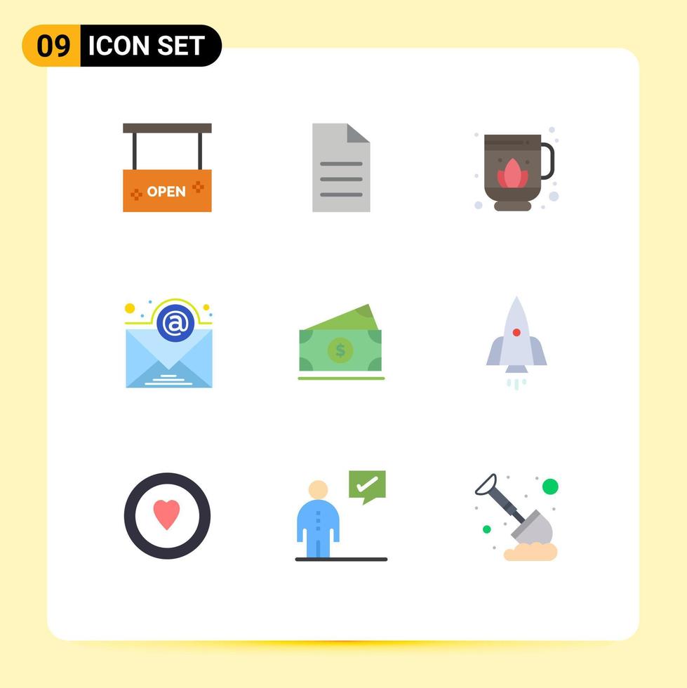 9 Flat Color concept for Websites Mobile and Apps amearican dollar interface subscription email Editable Vector Design Elements