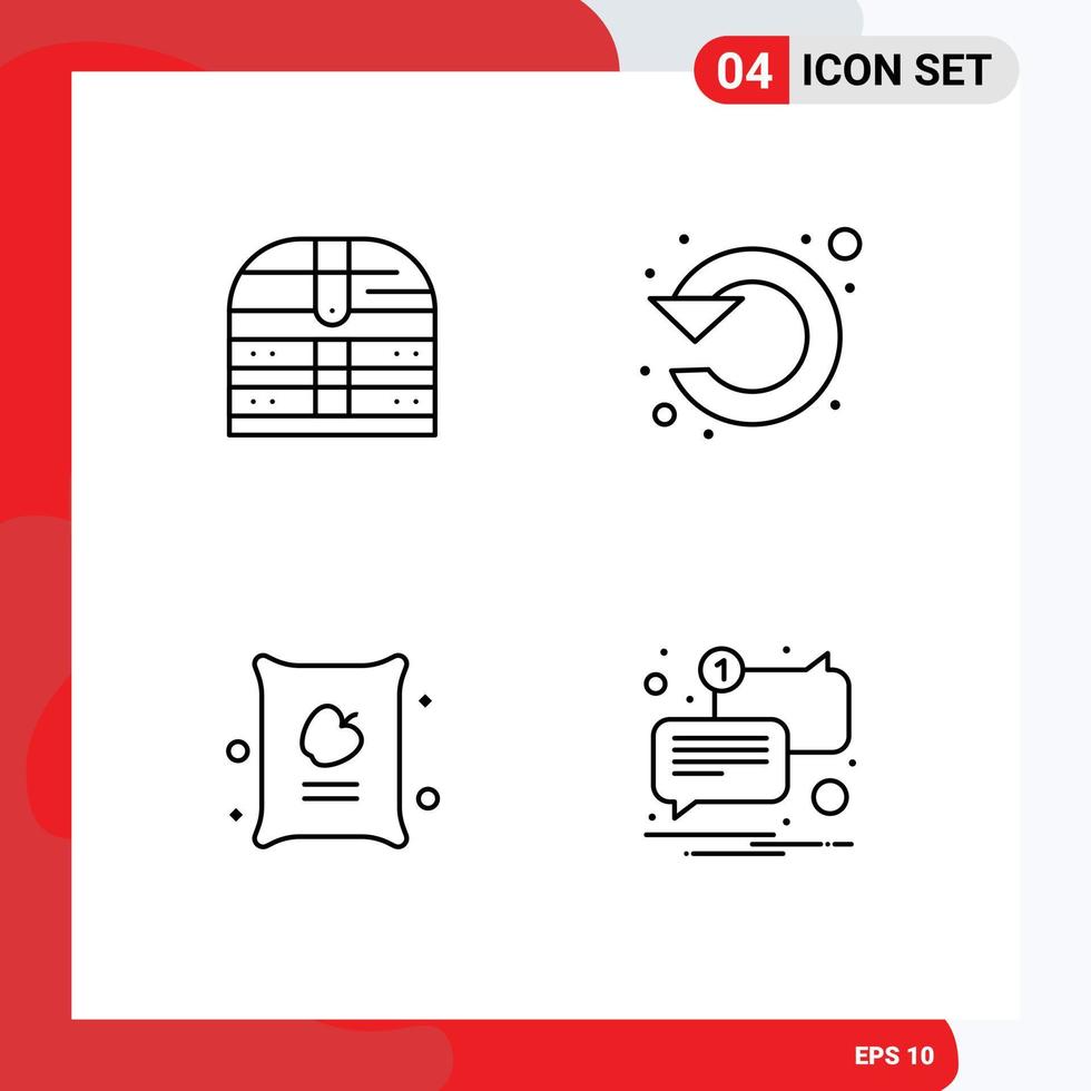 paquete de 4 colores planos creativos de línea de relleno de seguridad de agricultura de caja elementos de diseño vectorial editables de manzana izquierda vector