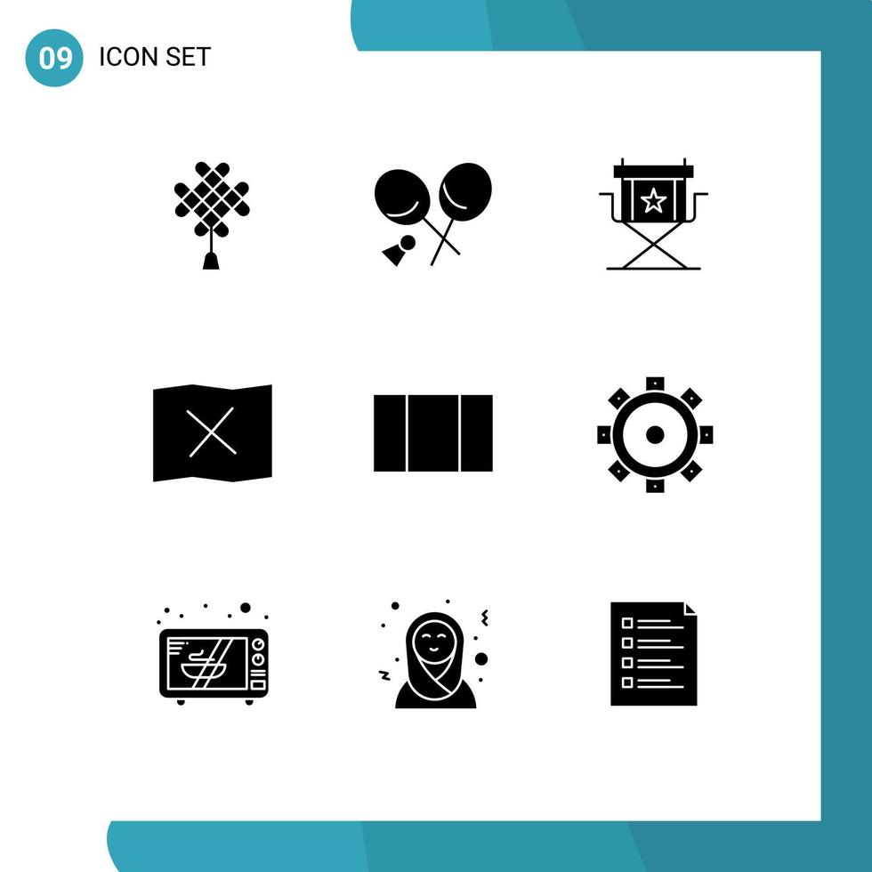 9 Universal Solid Glyphs Set for Web and Mobile Applications maximize place chair map television Editable Vector Design Elements