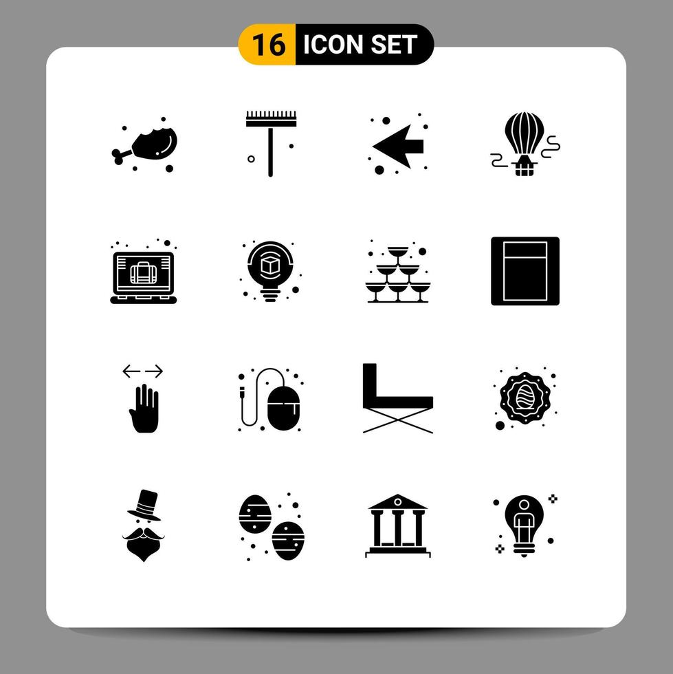 16 Creative Icons Modern Signs and Symbols of laptop brief arrow transport balloon Editable Vector Design Elements