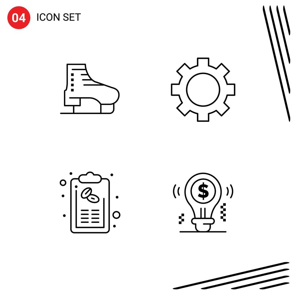 Stock Vector Icon Pack of 4 Line Signs and Symbols for boot bill skates gadget hand Editable Vector Design Elements