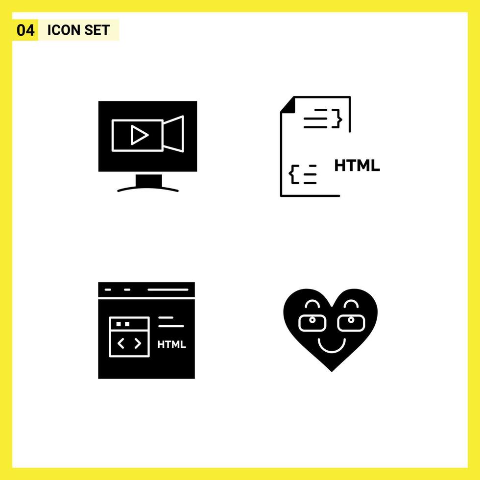 Pack of Modern Solid Glyphs Signs and Symbols for Web Print Media such as monitor code camera development develop Editable Vector Design Elements