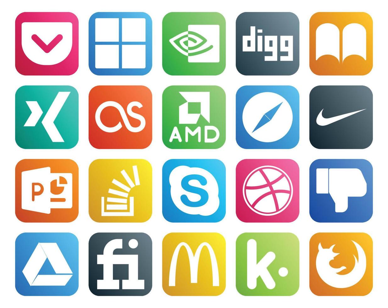 20 Social Media Icon Pack Including chat overflow safari stock ...