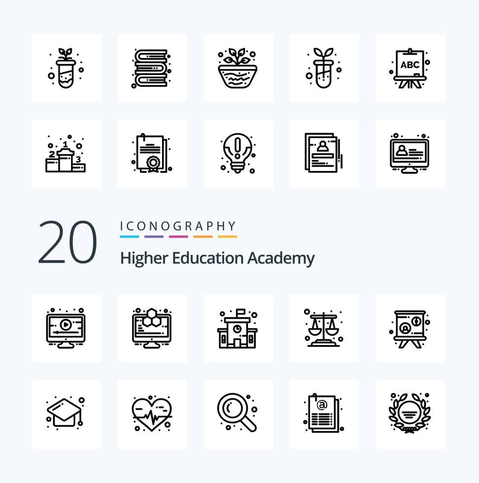 20 Academy Line icon Pack like education presentation education lecture scales vector