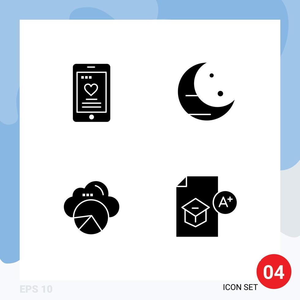 paquete de iconos de vector de stock de 4 signos y símbolos de línea para elementos de diseño de vector editables de educación de noche de bodas de datos celulares