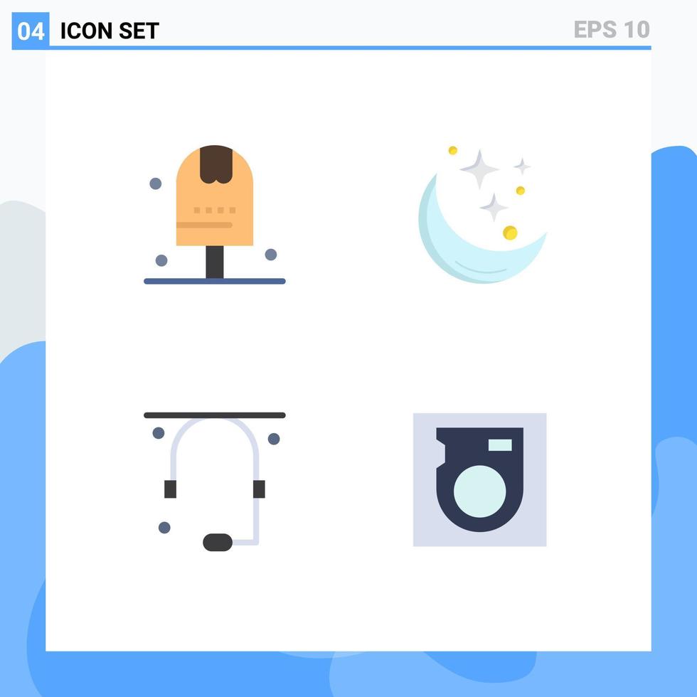 Group of 4 Modern Flat Icons Set for and space kitchen night conversation Editable Vector Design Elements