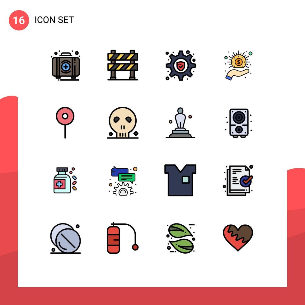 16 Creative Icons Modern Signs and Symbols of location hand road sign cash setting Editable Creative Vector Design Elements