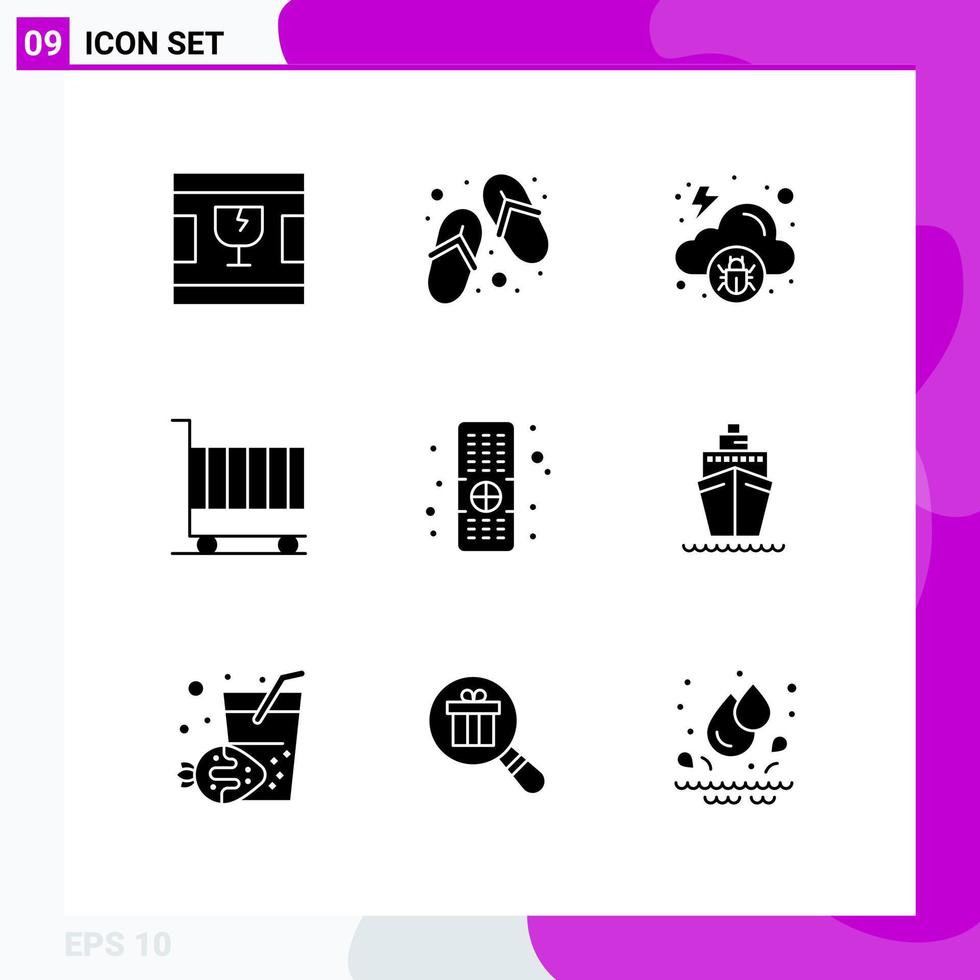 Universal Icon Symbols Group of 9 Modern Solid Glyphs of control marketing cloud finance business Editable Vector Design Elements