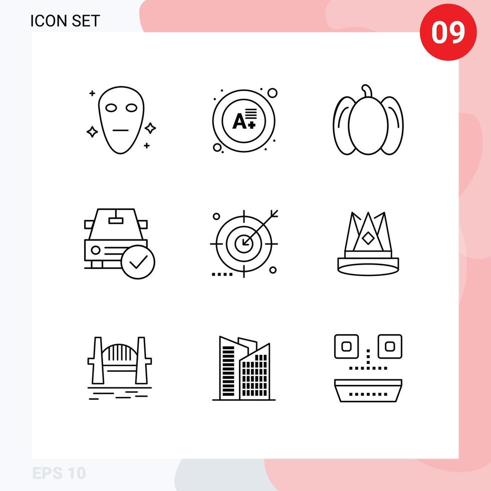 9 Thematic Vector Outlines and Editable Symbols of optimization engine vegetables audience done Editable Vector Design Elements