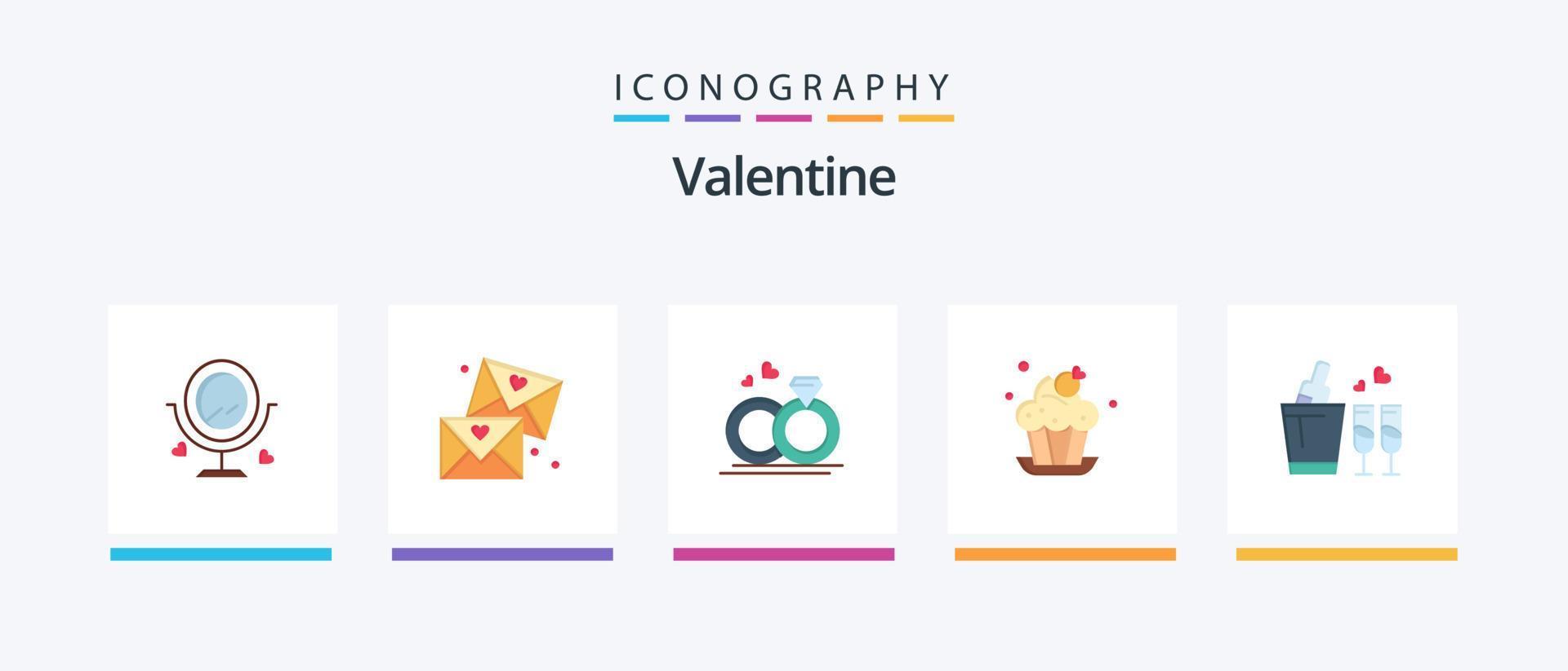 Valentine Flat 5 Icon Pack Including merraige. love. email . day. valentine. Creative Icons Design vector