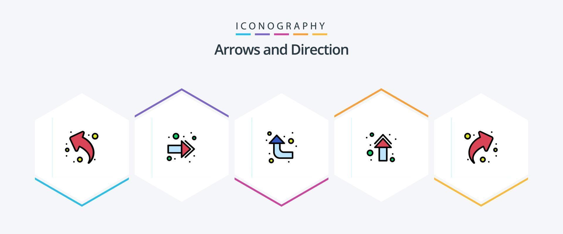 flecha 25 paquete de iconos de línea rellena que incluye arriba. flecha. recargar. derecho. arriba vector