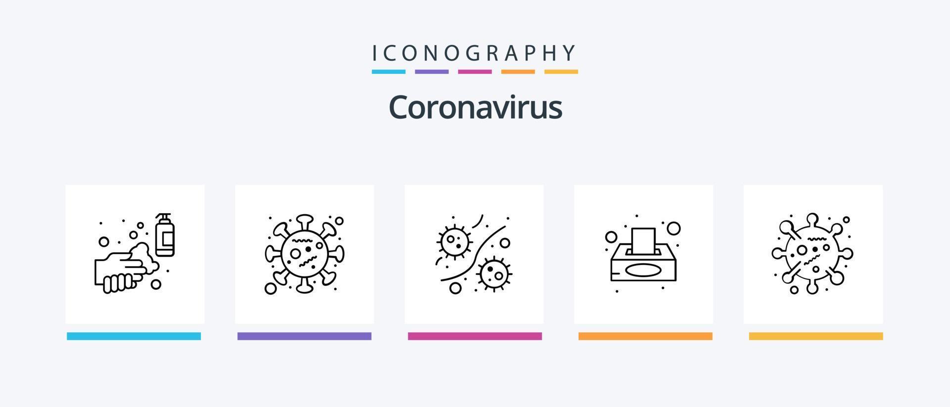 Coronavirus Line 5 Icon Pack Including tissue box. napkin. viruses. box. not allow. Creative Icons Design vector